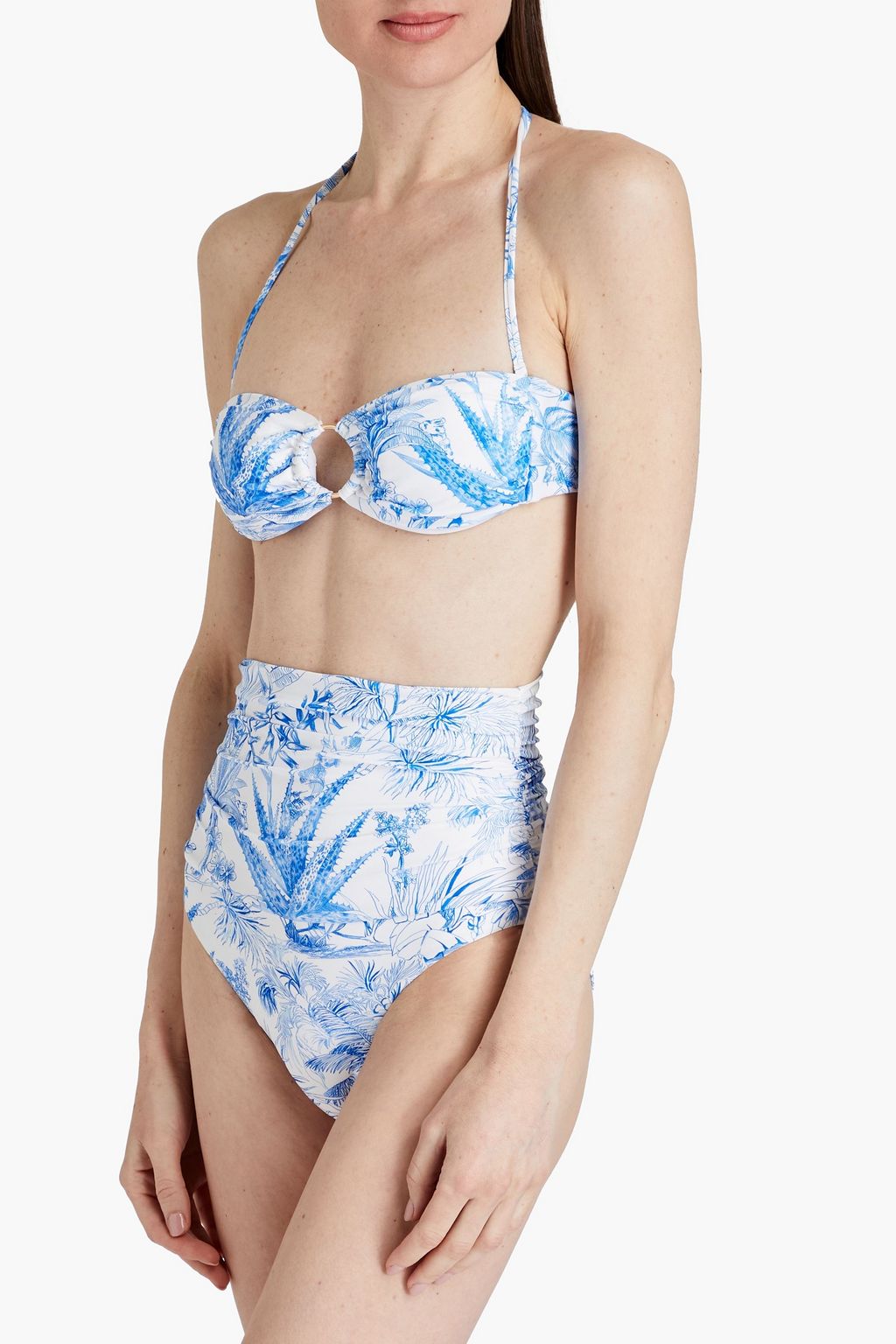 MELISSA ODABASH Ancona ruched printed bandeau bikini top
