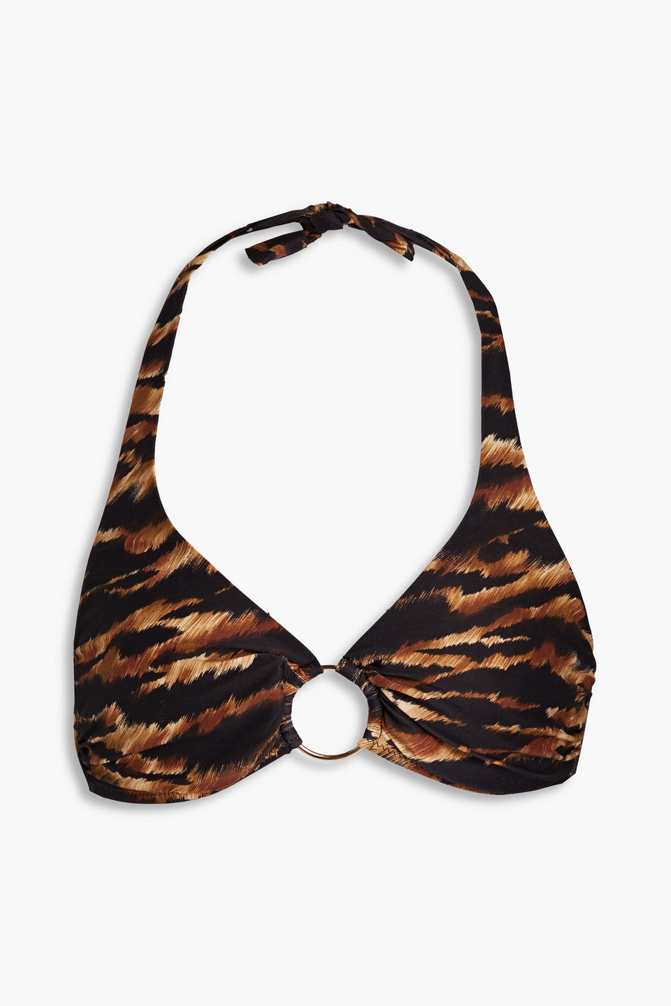 Melissa Odabash Brussels Tiger-print Halterneck Bikini Top In Animal Print