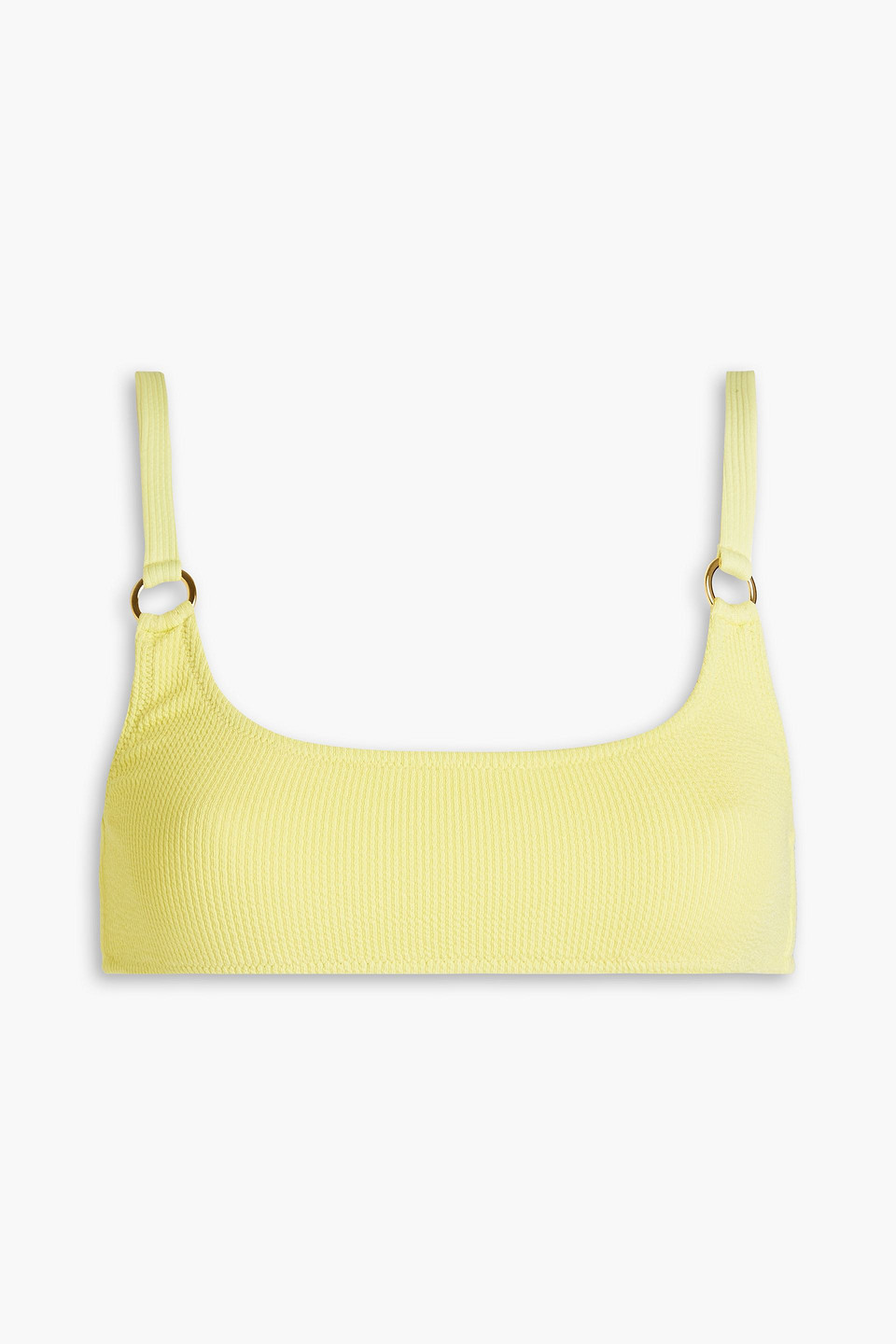 Melissa Odabash Bari Embellished Ribbed Bikini Top In Pastel Yellow