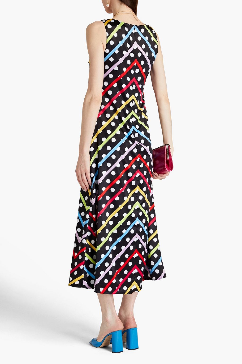 OLIVIA RUBIN Cressida polka-dot printed satin midi dress | THE OUTNET