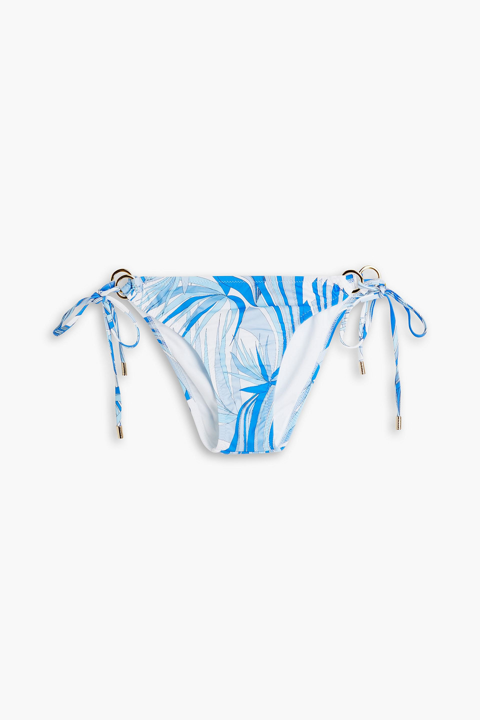 Melissa Odabash Janeiro Embellished Printed Low-rise Bikini Briefs In Light Blue