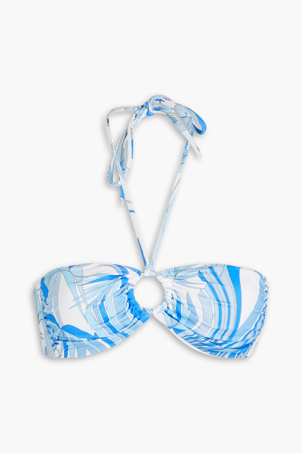 Shop Melissa Odabash Janeiro Ruched Printed Bandeau Bikini Top In Light Blue