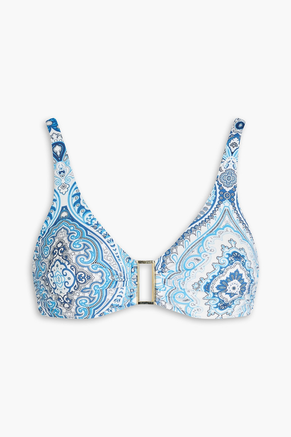 Melissa Odabash Bel Air Embellished Printed Underwired Triangle Bikini Top In Cobalt Blue