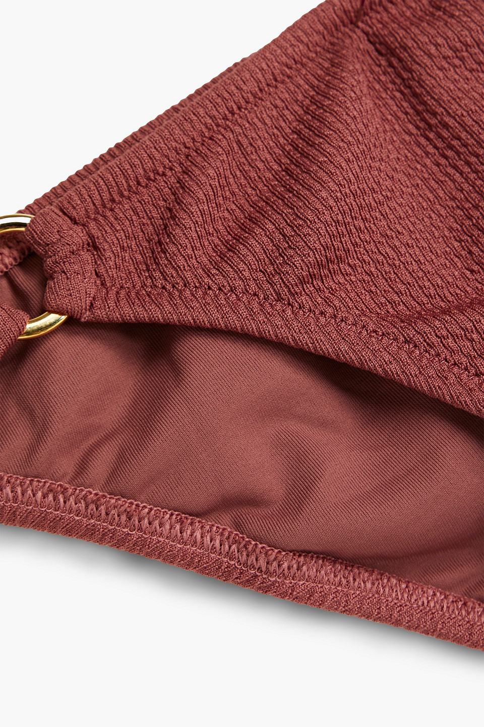 Melissa Odabash Bari Embellished Textured Bikini Briefs In Brown