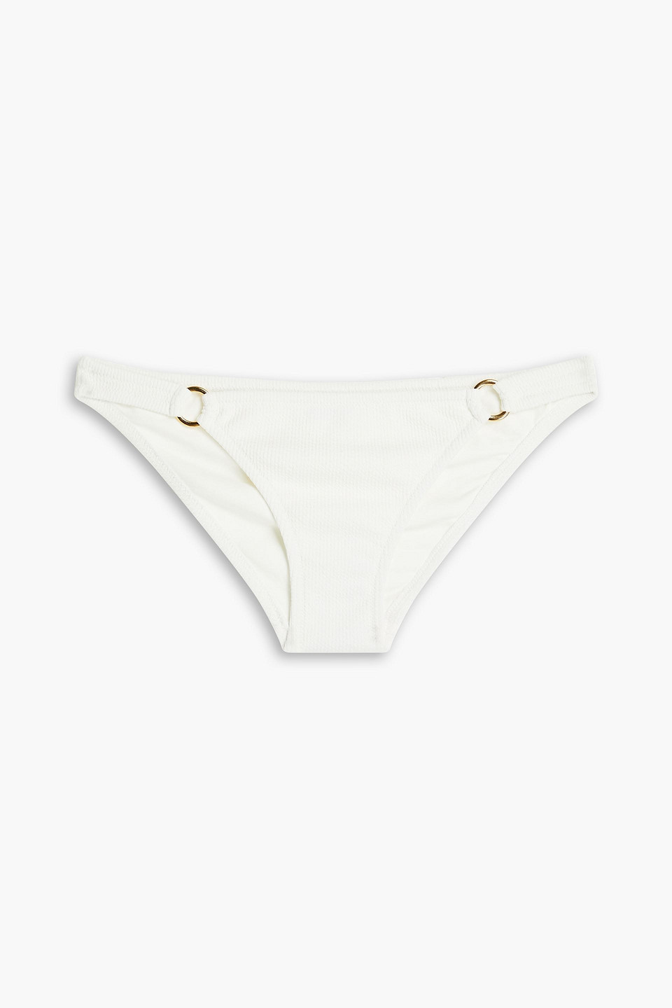 Melissa Odabash Bari Embellished Ribbed Low-rise Bikini Briefs In Off-white