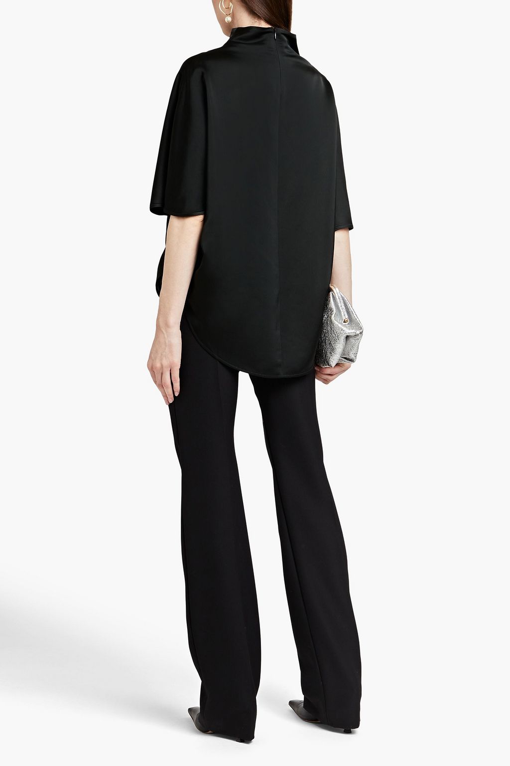 PETAR PETROV Coral satin turtleneck top