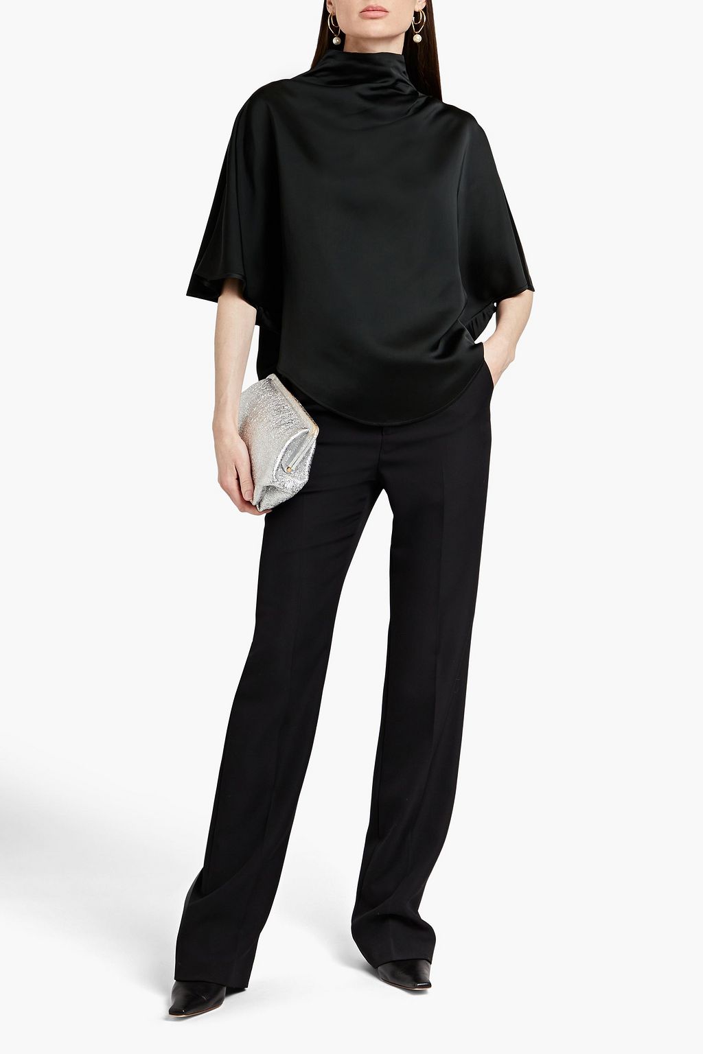PETAR PETROV Coral satin turtleneck top