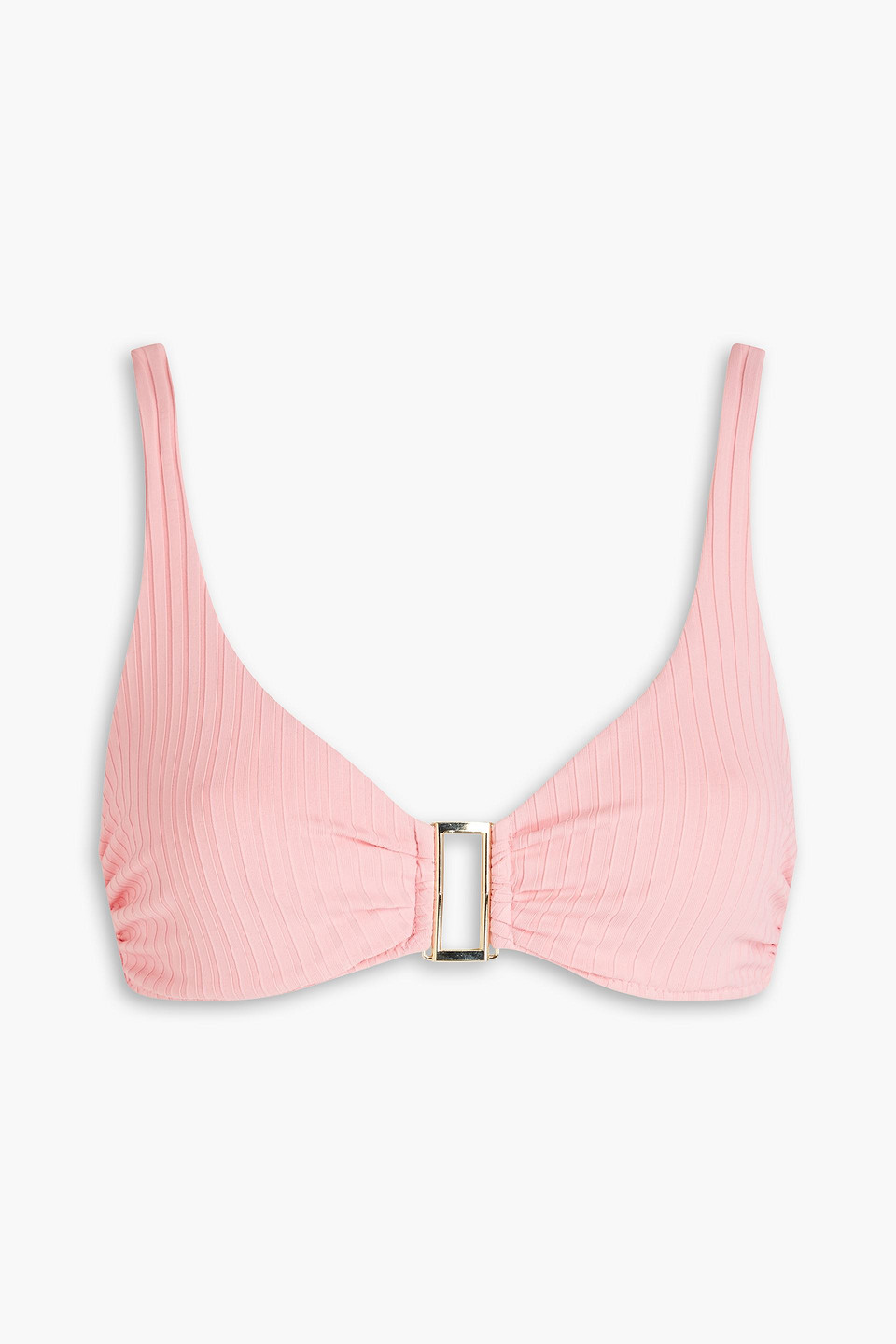 Shop Melissa Odabash Bel Air Embellished Ribbed Underwired Bikini Top In Baby Pink