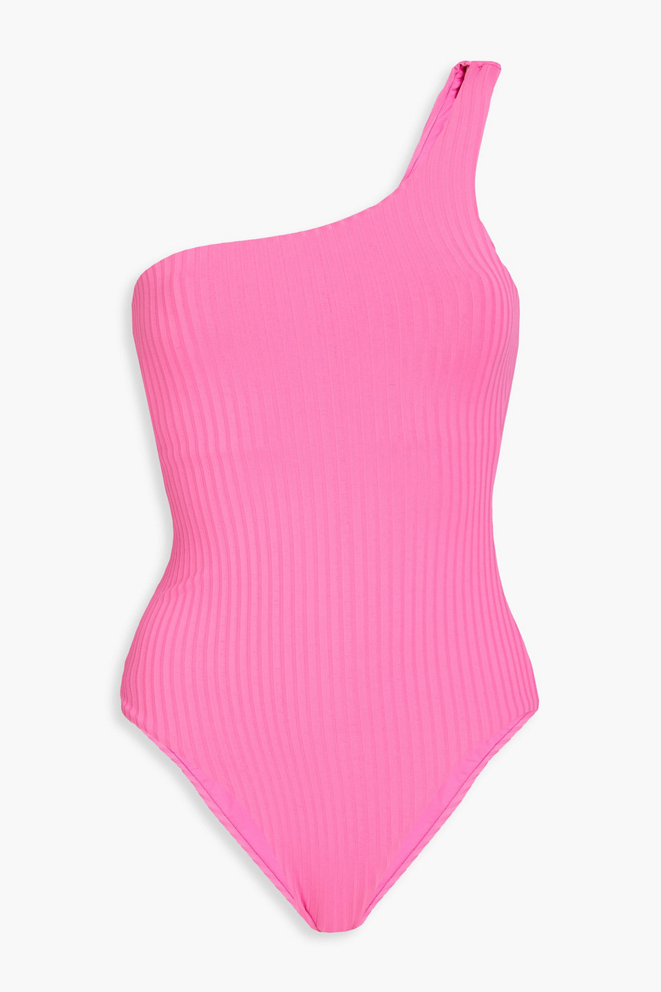 Shop Melissa Odabash Palermo One-shoulder Ribbed Swimsuit In Pink