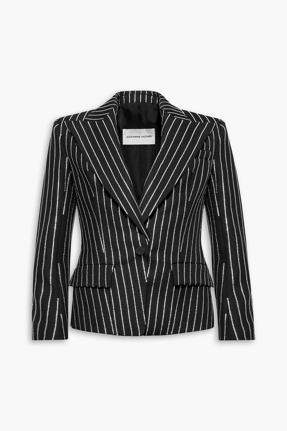 Alexandre Vauthier Crystal-embellished Wool-canvas Blazer In Black