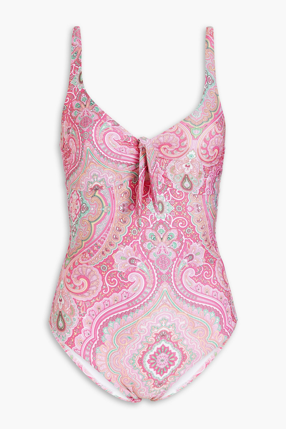 Melissa Odabash Lisbon Knotted Paisley-print Underwired Swimsuit In Pink