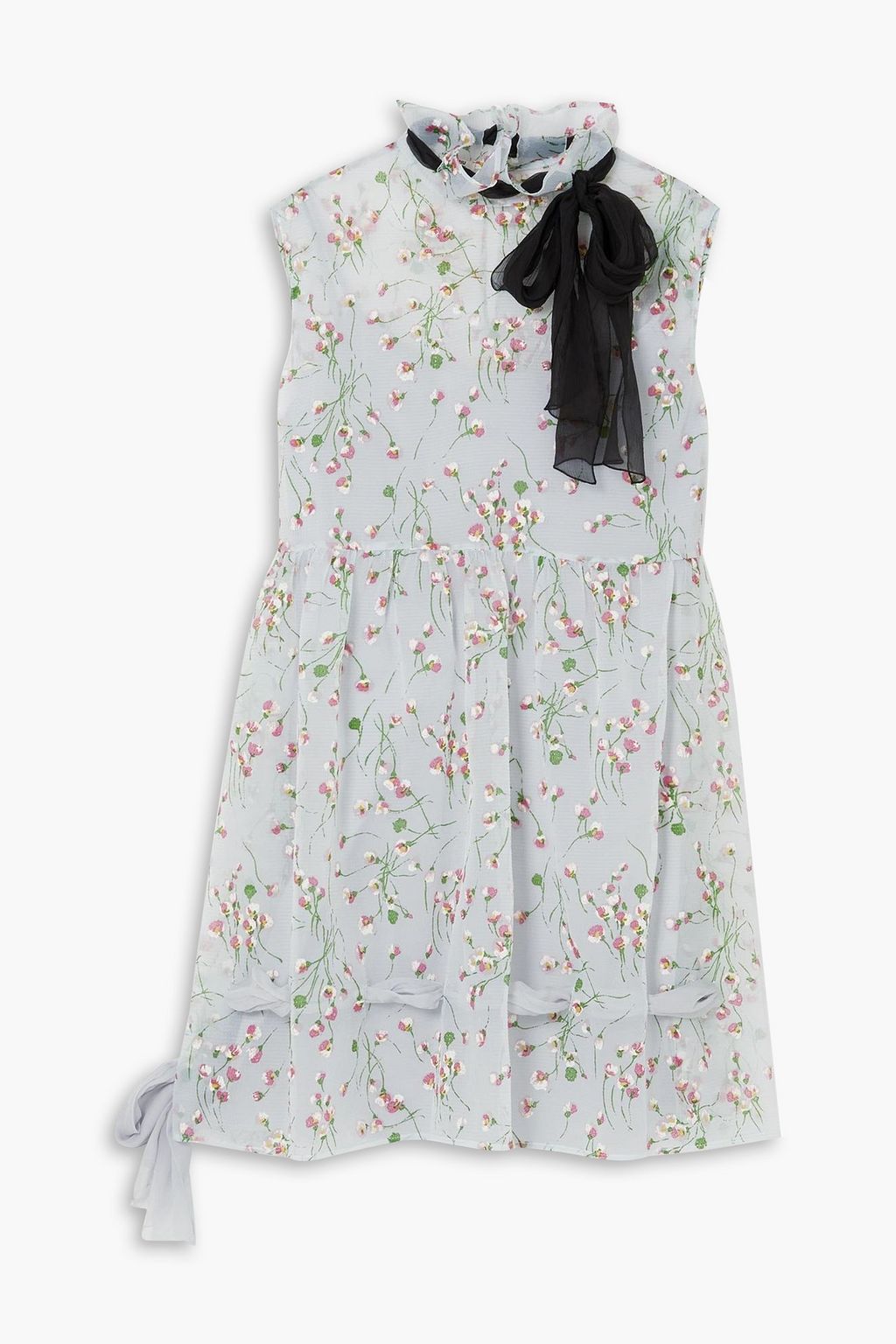 MIU MIU Bow-detailed floral-print jacquard mini dress