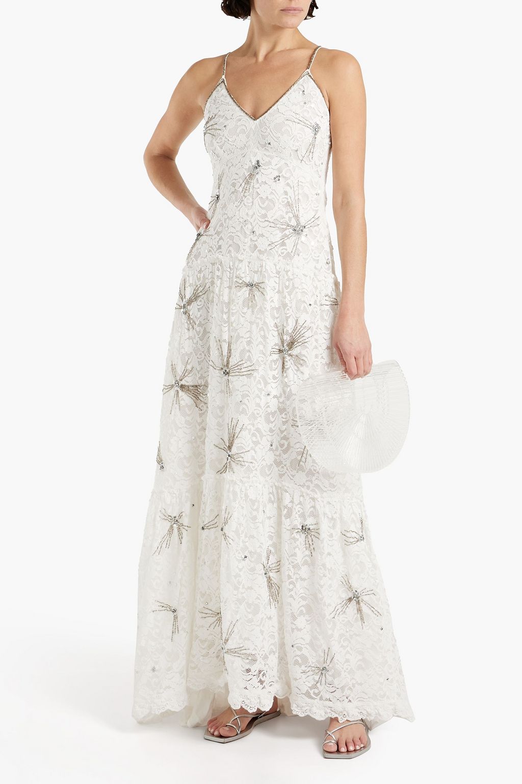 LOVESHACKFANCY Celestia embellished cotton-blend lace maxi dress