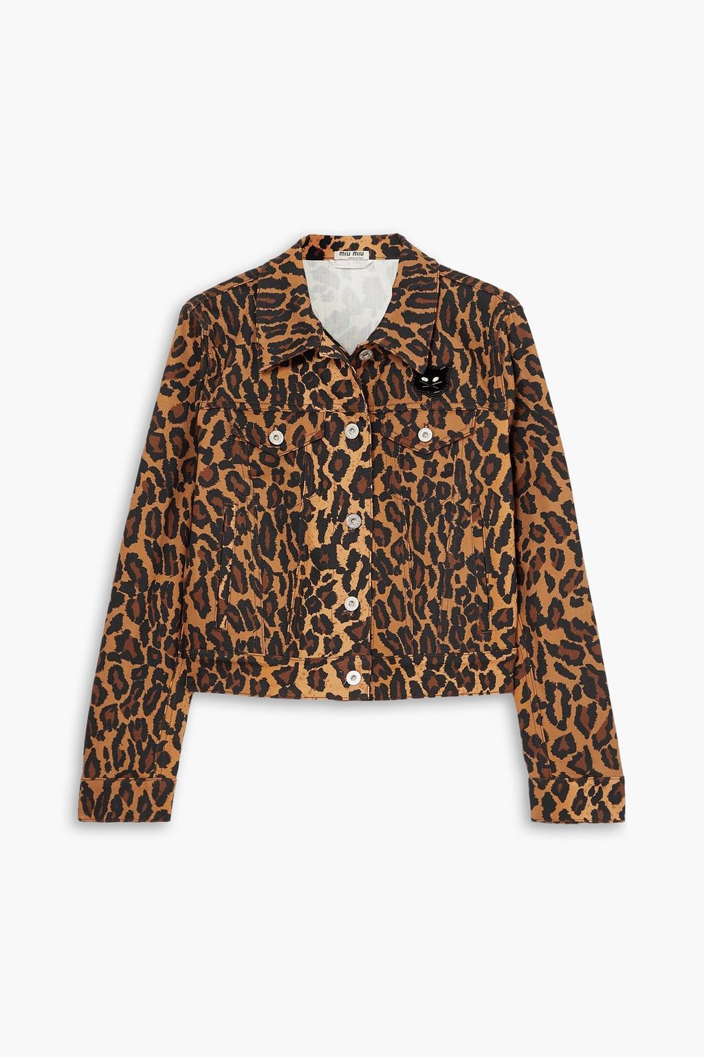 MIU MIU Cropped leopard-print denim jacket | Sale up to 70% off