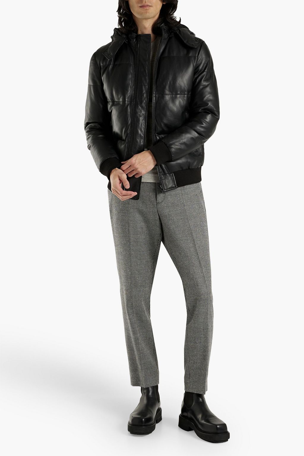 MUUBAA Quilted leather hooded jacket