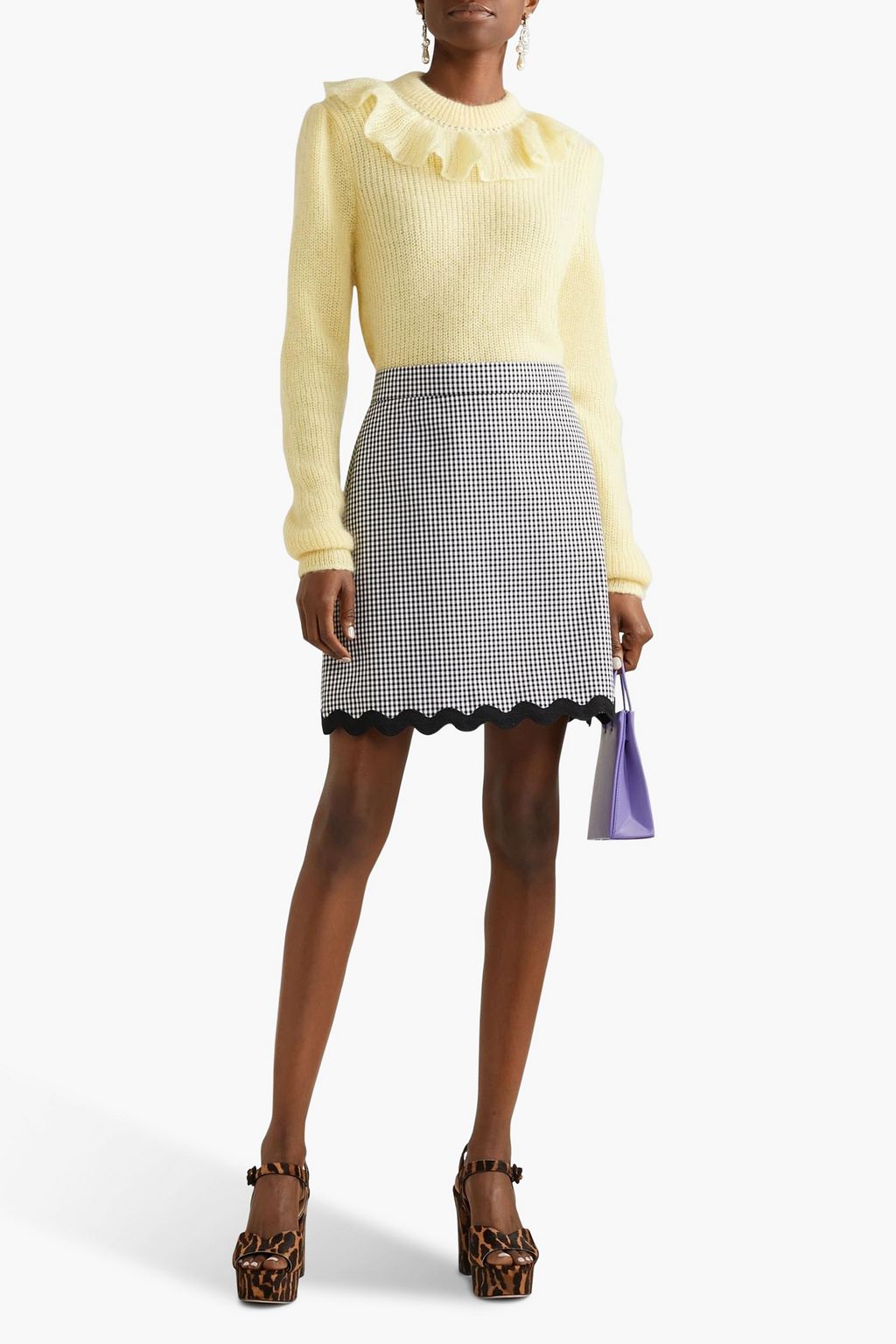 MIU MIU Ruffled mohair-blend sweater