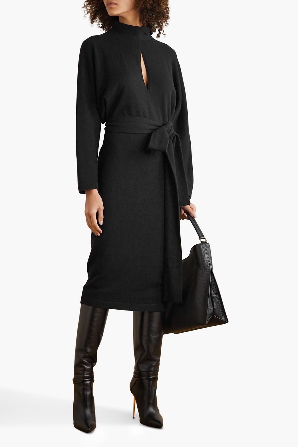 TOM FORD Cutout belted cashmere midi dress