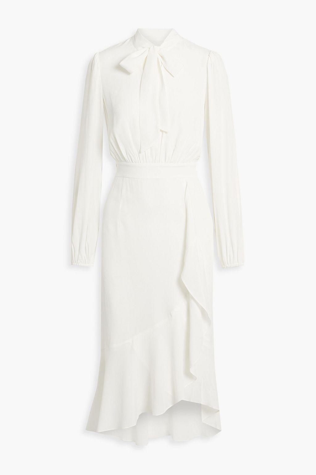 DIANE VON FURSTENBERG Agna pussy-bow ruffled crepe de chine midi dress ...