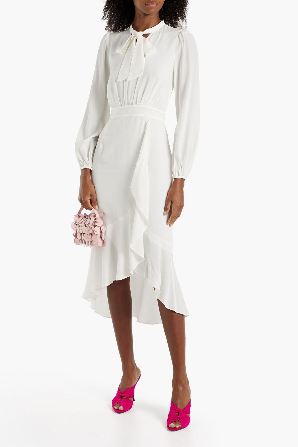 DIANE VON FURSTENBERG Agna pussy-bow ruffled crepe de chine midi dress