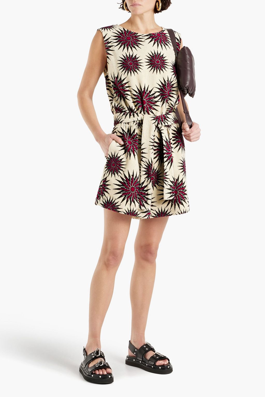 DRIES VAN NOTEN Printed cotton-terry playsuit