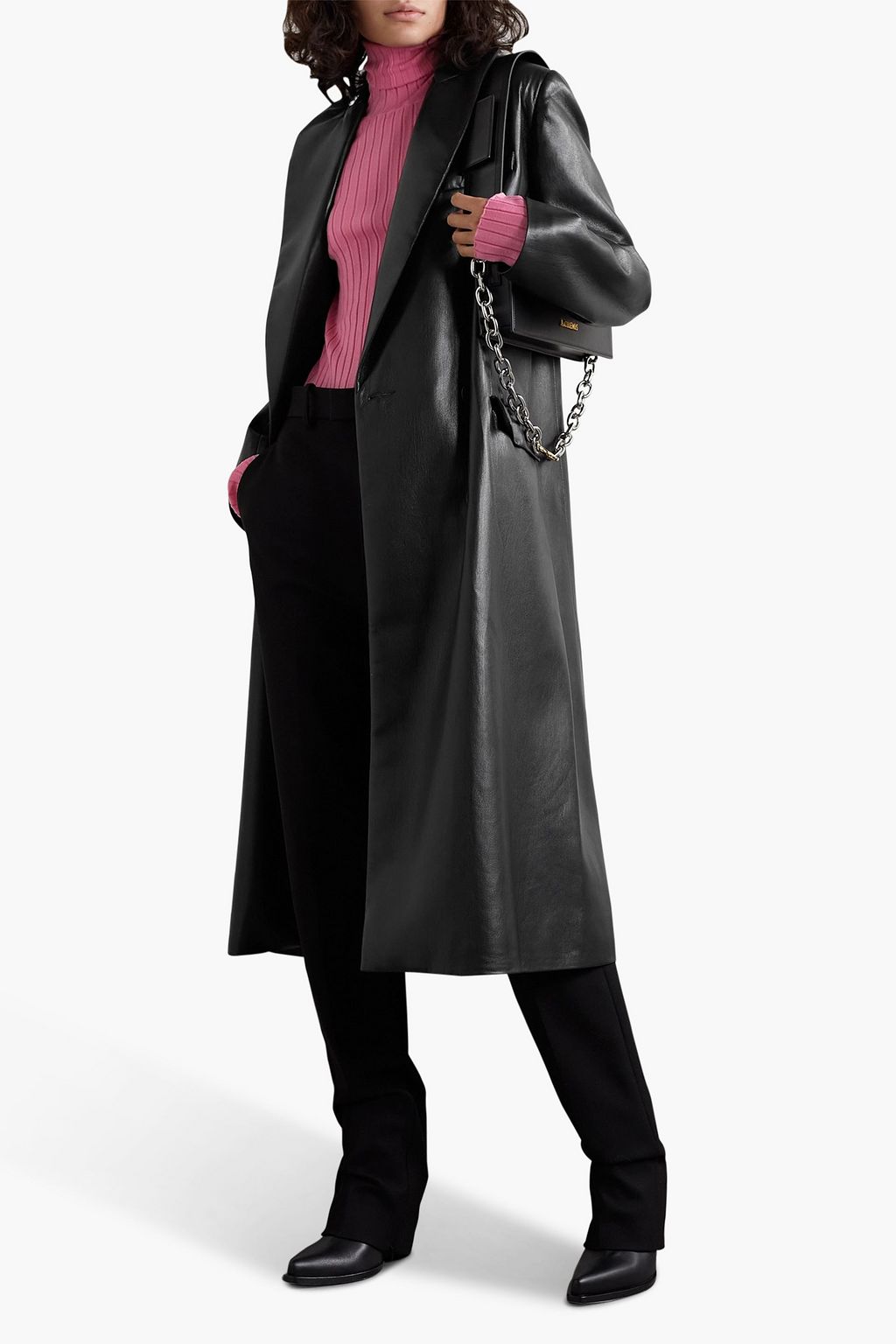 LES RÊVERIES Double-breasted faux leather coat