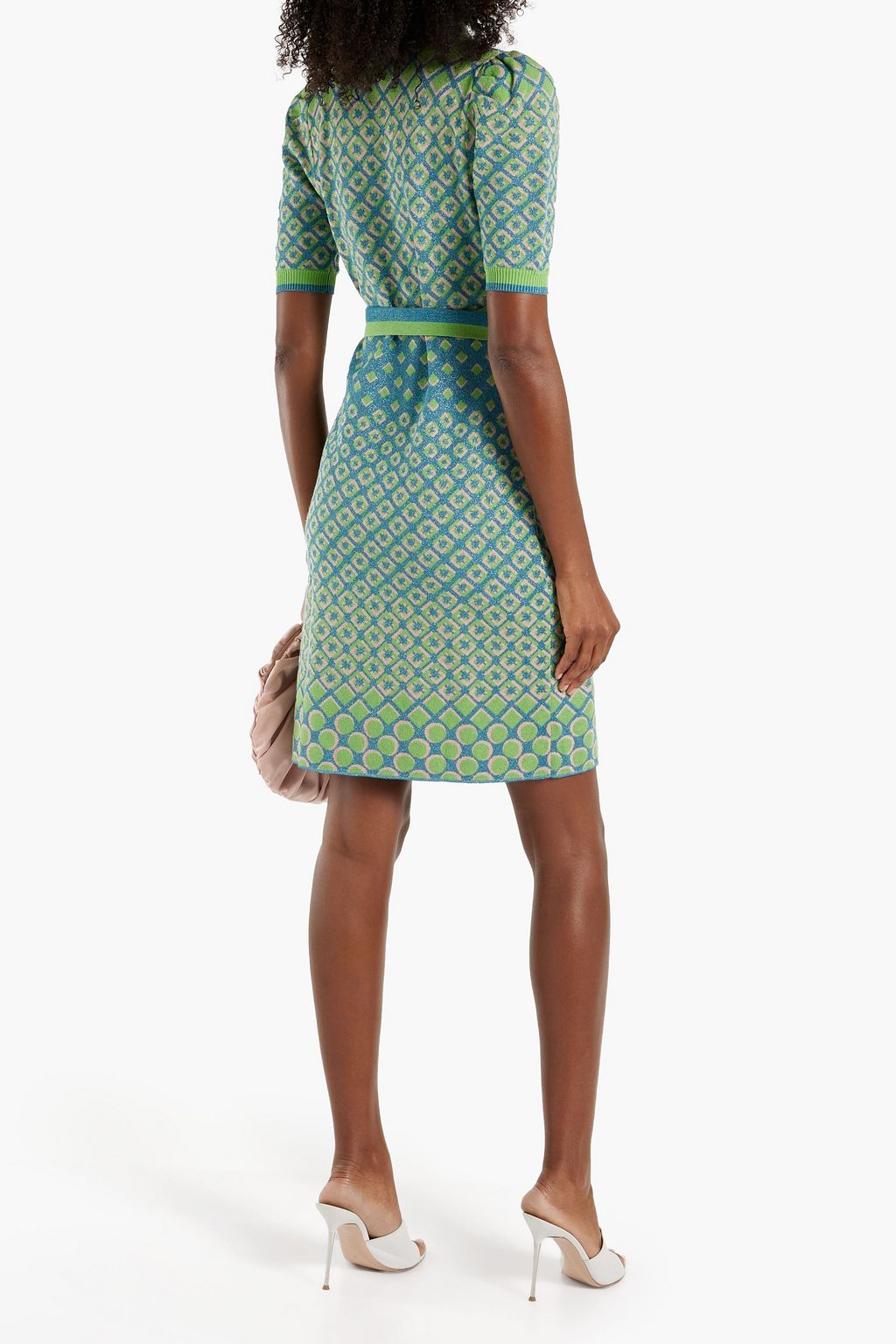 DIANE VON FURSTENBERG Metallic jacquard-knit wrap dress