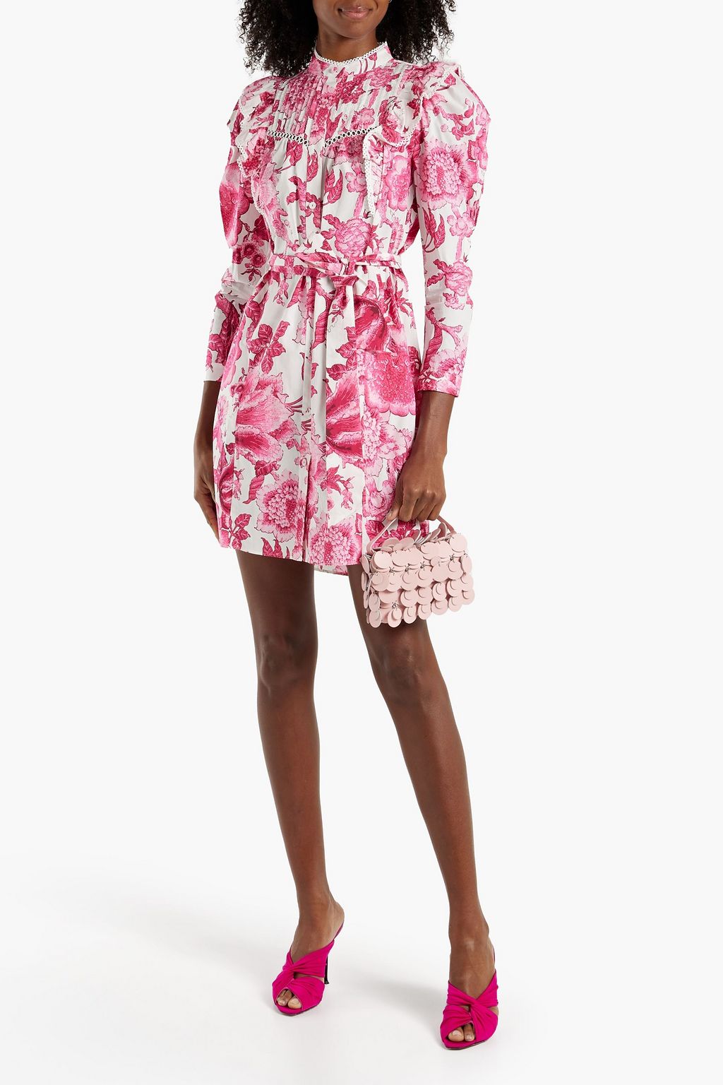 DIANE VON FURSTENBERG Sandrah ruffled floral-print cotton-poplin mini dress
