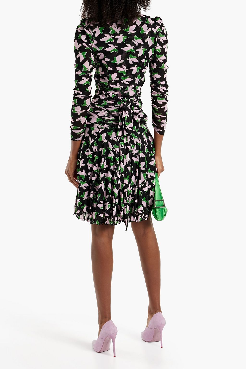 DIANE VON FURSTENBERG Burton ruched floral-print mesh mini dress