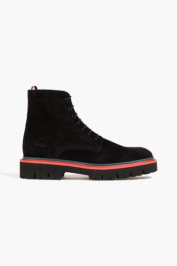 Louis Vuitton Suede Whipstitch Trim Combat Boots - ShopStyle