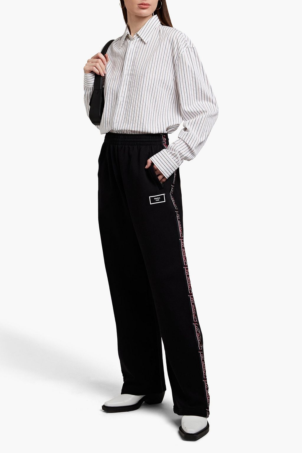 MARTINE ROSE Printed French cotton-terry track pants