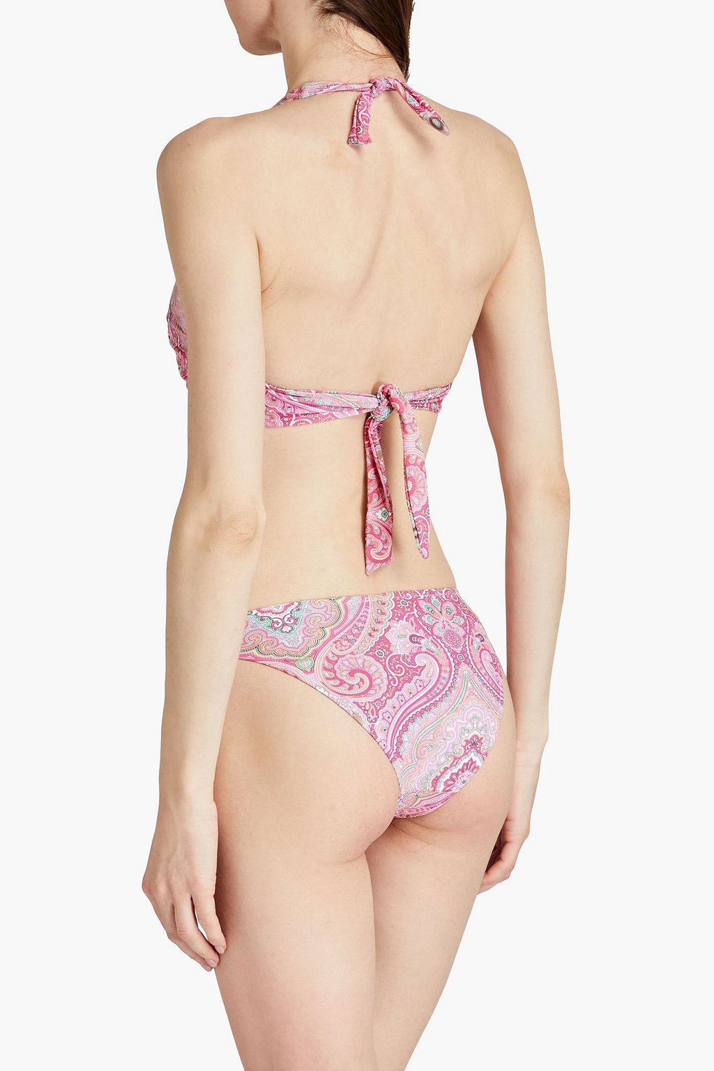 MELISSA ODABASH Brussels ring-embellished paisley-print underwired bikini top