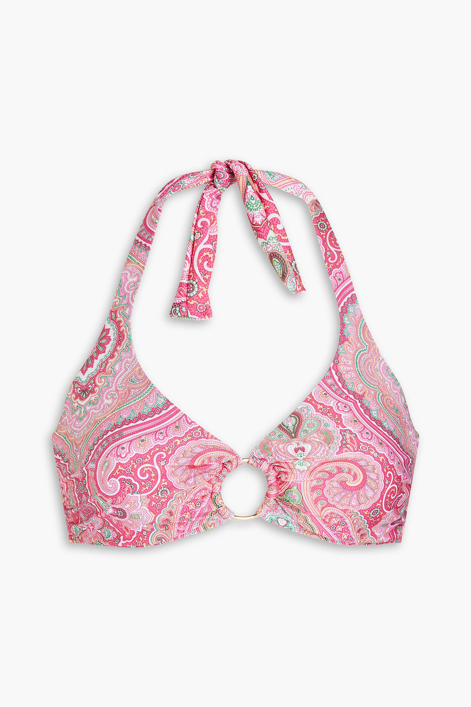 Melissa Odabash Brussels Embellished Paisley-print Underwired Triangle Bikini Top In Pink