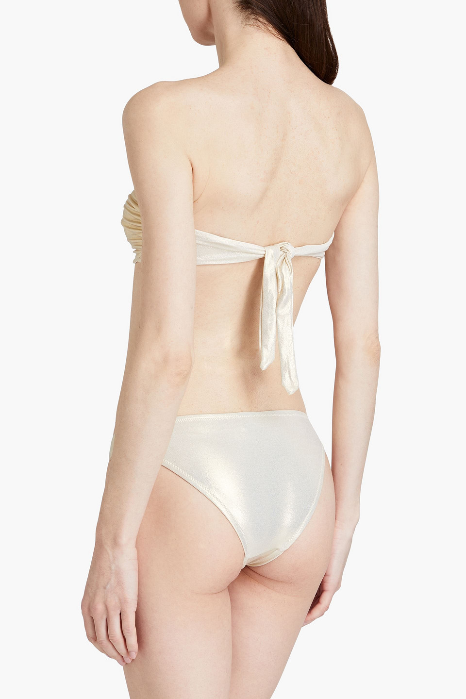 Shop Melissa Odabash Barbados Metallic Low-rise Bikini Briefs In Platinum