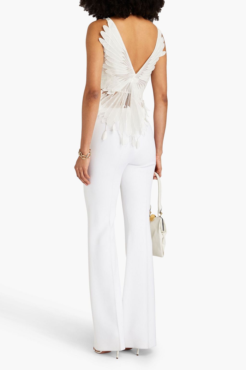 ZIMMERMANN Asymmetric cropped layered tulle and gauze top