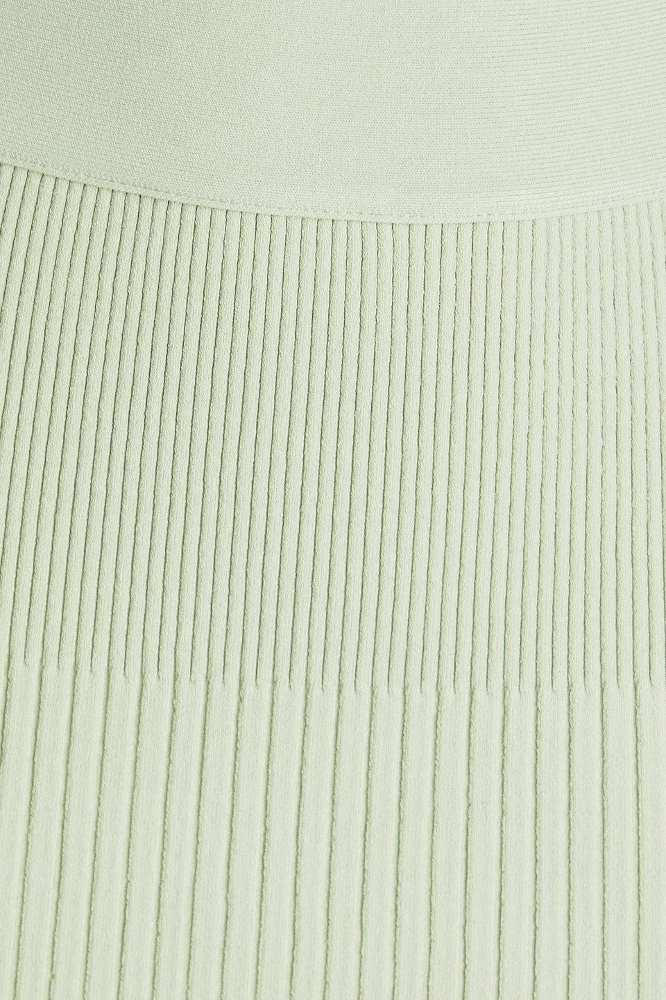 Herve Leger Laurel Ribbed-knit Midi Skirt In Sage Green