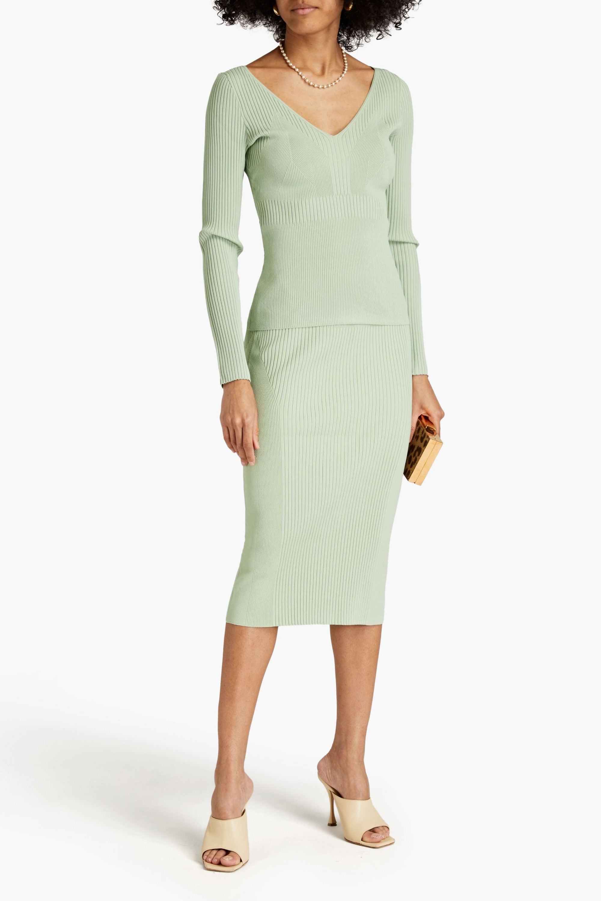 Herve Leger Laurel ribbed-knit top
