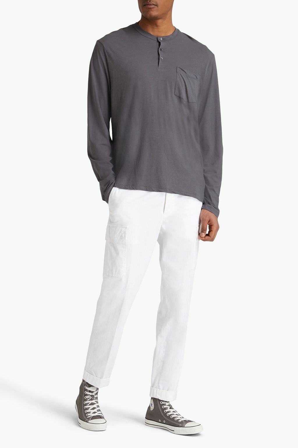 JAMES PERSE Cotton-jersey Henley T-shirt