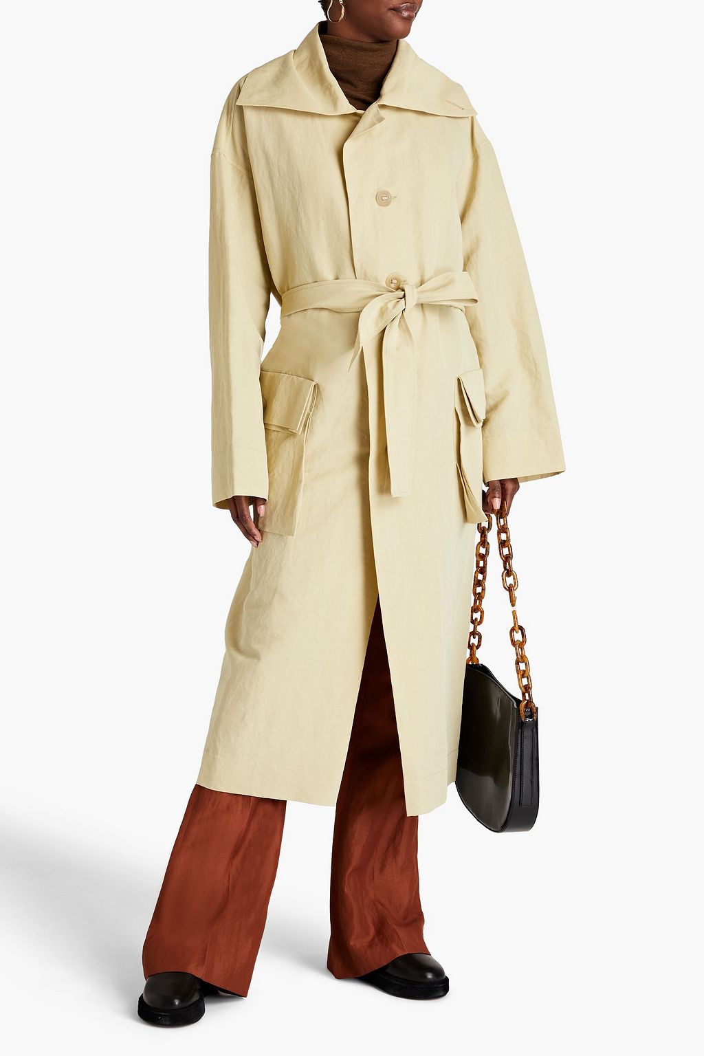 PETAR PETROV Mael oversized linen and silk-blend trench coat