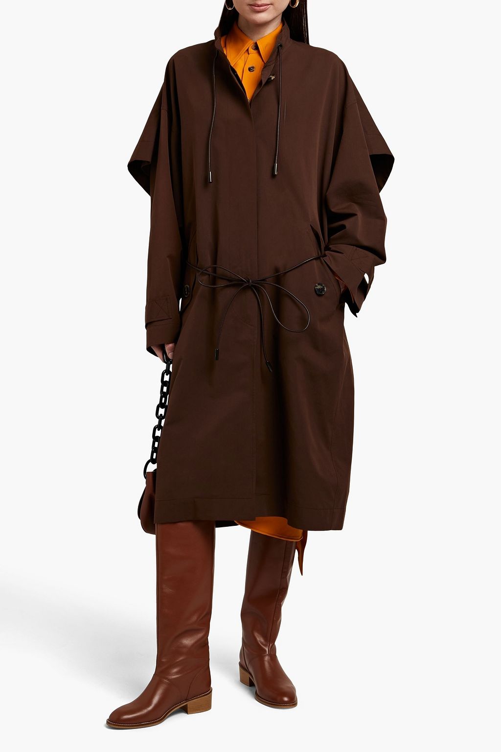 PETAR PETROV Cape-effect cotton and silk-blend poplin coat