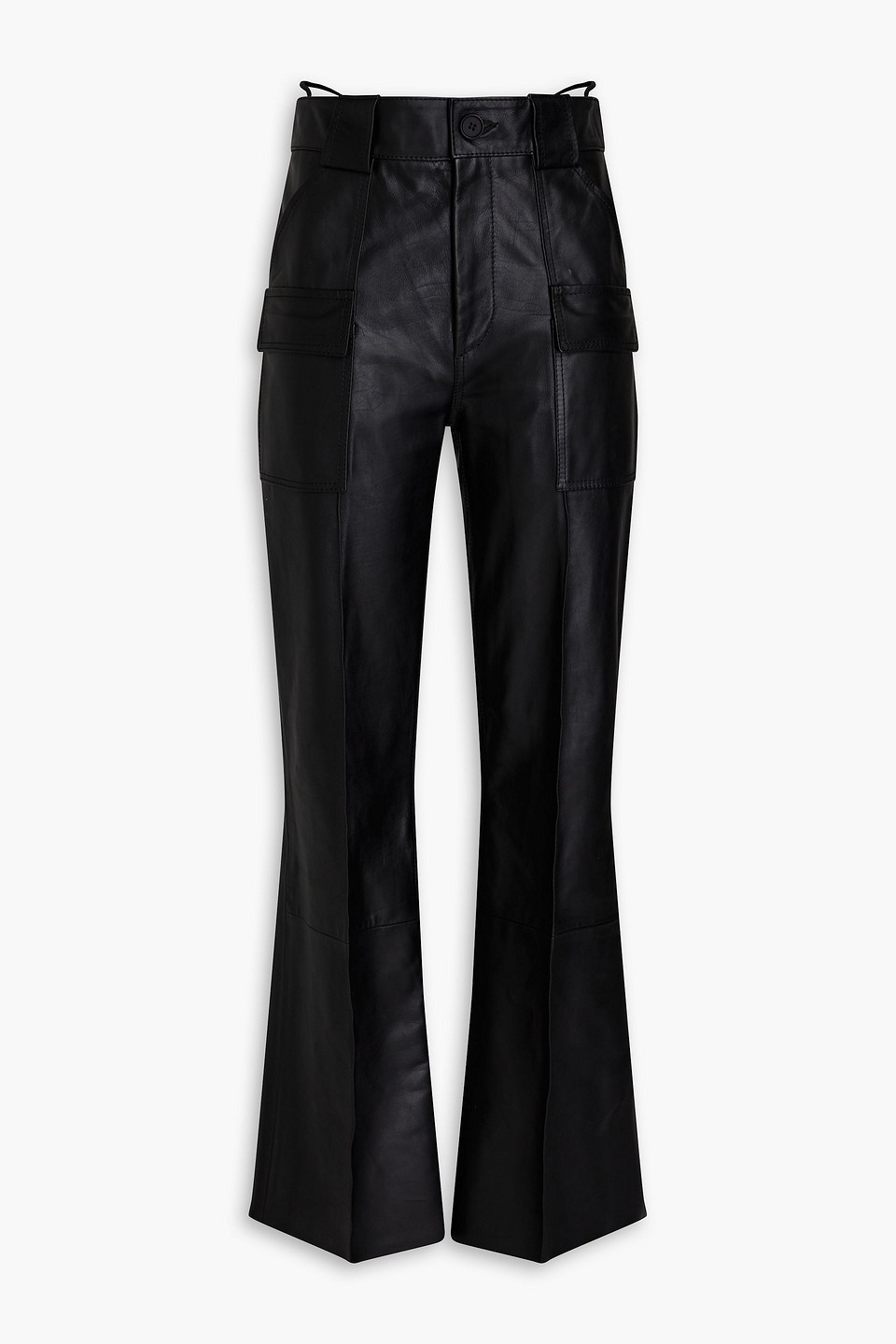 Petar Petrov Leather Flared Trousers In Black