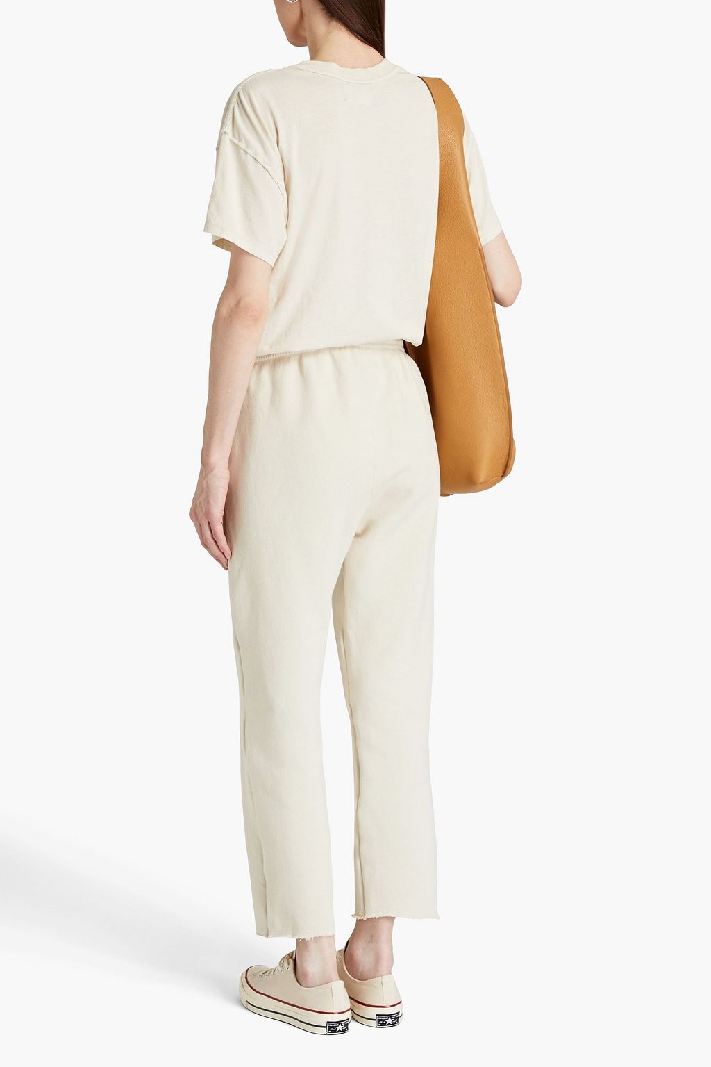 LES TIEN Cropped Track Pants aus Baumwollfrottee