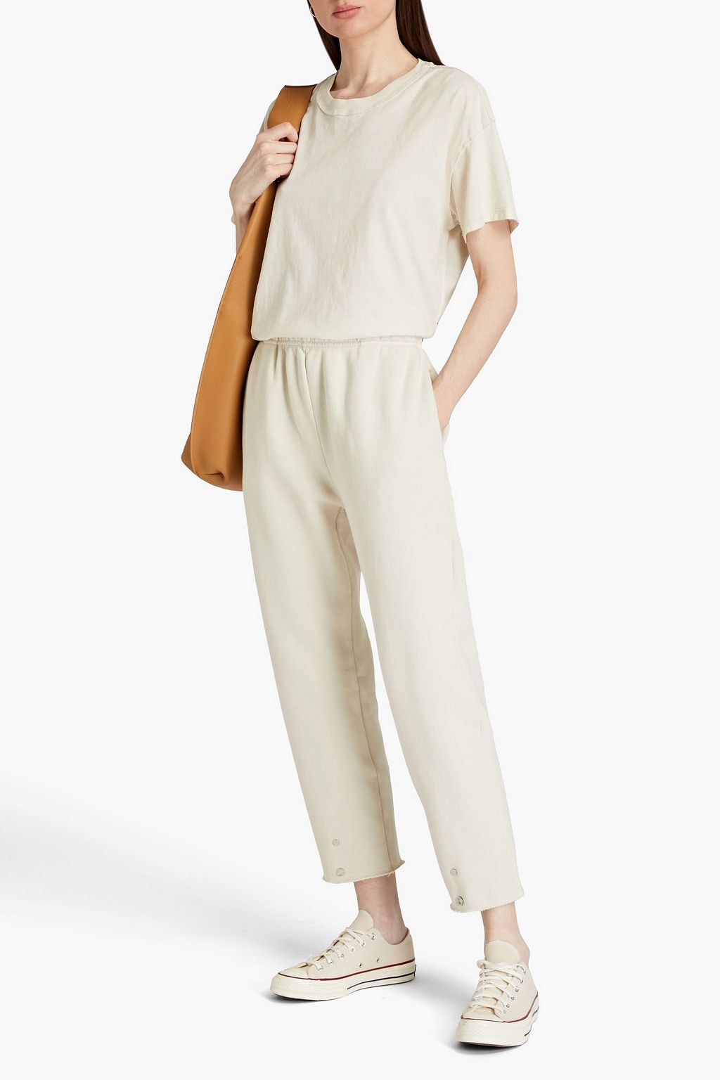 LES TIEN Cropped Track Pants aus Baumwollfrottee