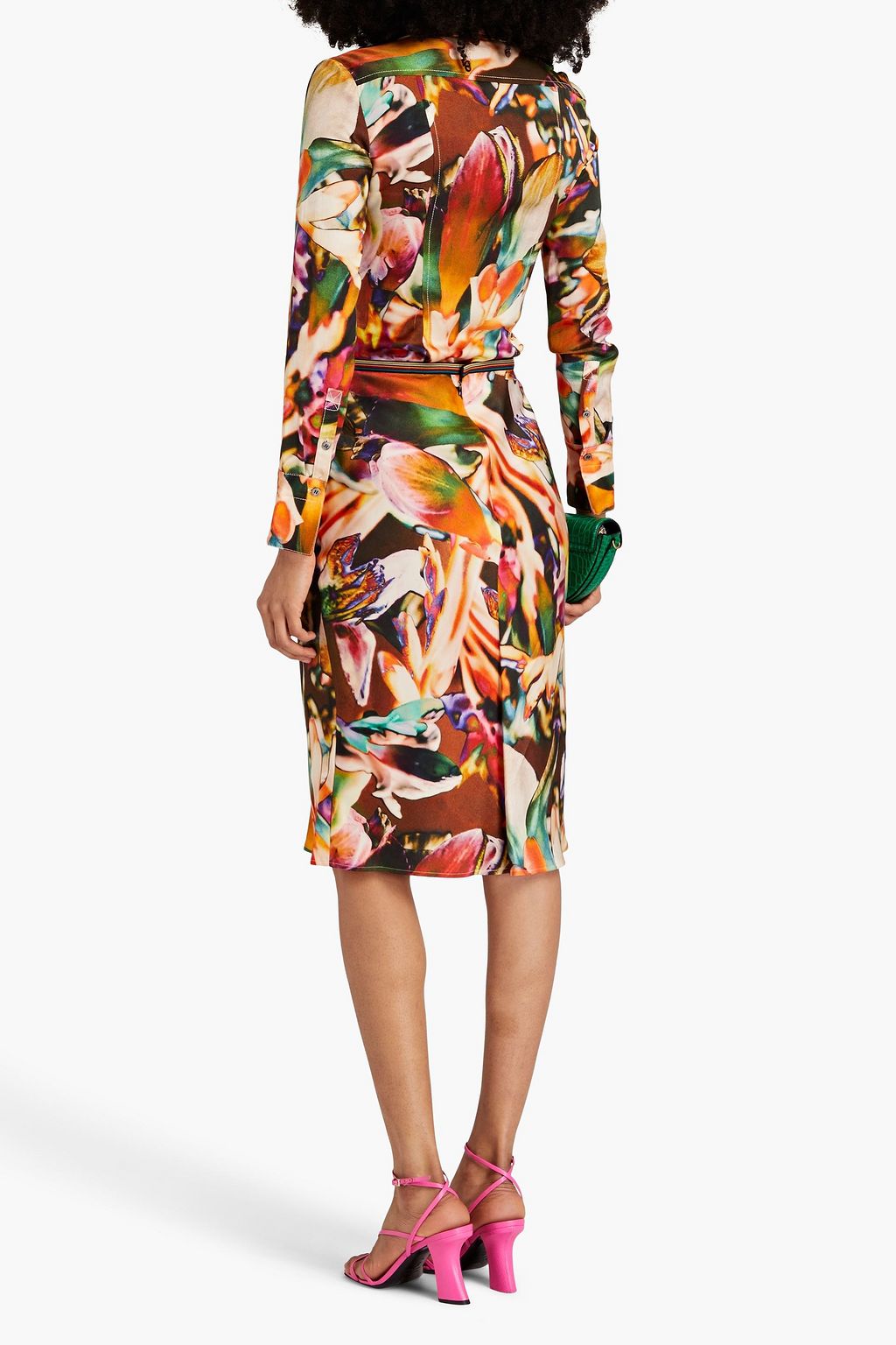 PAUL SMITH تنورة من الساتان مزينة بطبعات