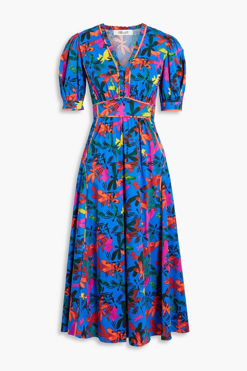 DIANE VON FURSTENBERG Devon printed cotton-blend sateen midi dress ...