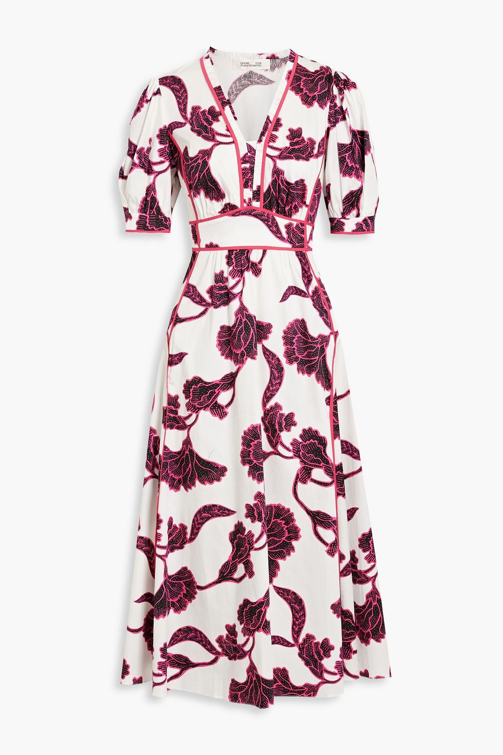 DIANE VON FURSTENBERG Devon floral-print cotton-blend poplin midi dress ...