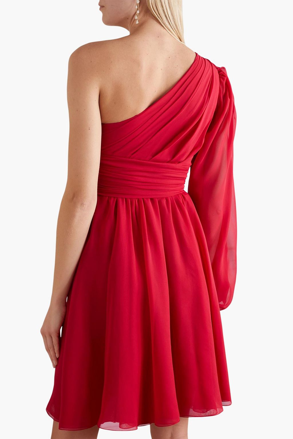 GIAMBATTISTA VALLI One-sleeve draped silk-georgette dress