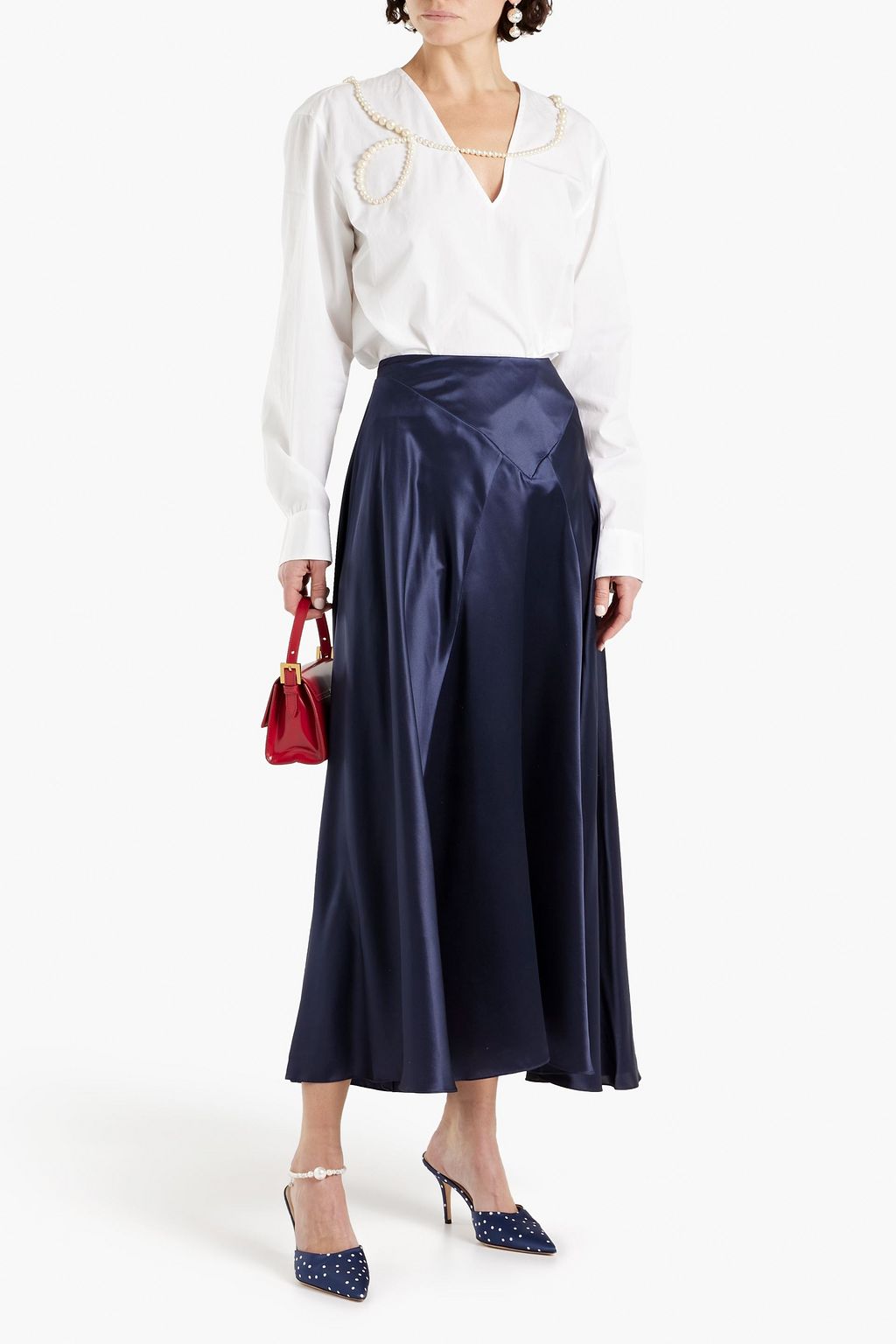 SIMONE ROCHA 실크 새틴 맥시 스커트