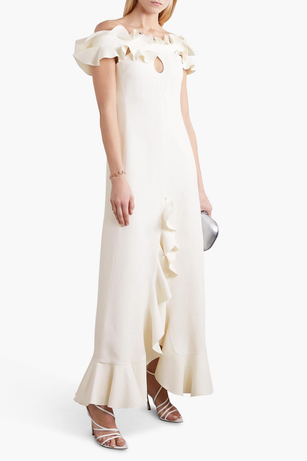 GIAMBATTISTA VALLI Off-the-shoulder ruffled cutout crepe gown