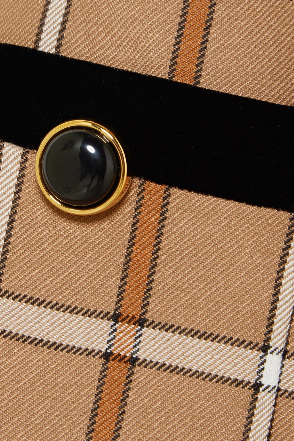 MIU MIU Velvet-trimmed checked twill mini skirt