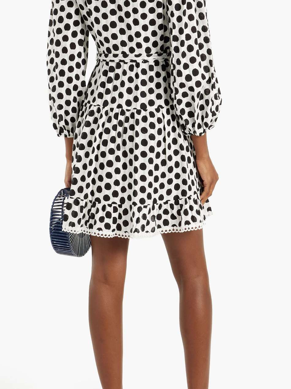 chicago ruffled polka-dot cotton-jacquard mini dress